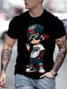 Cotton short sleeved T-shirt for men 2025 trend loose American print casual versatile couple's top cartoon bear pattern casual T