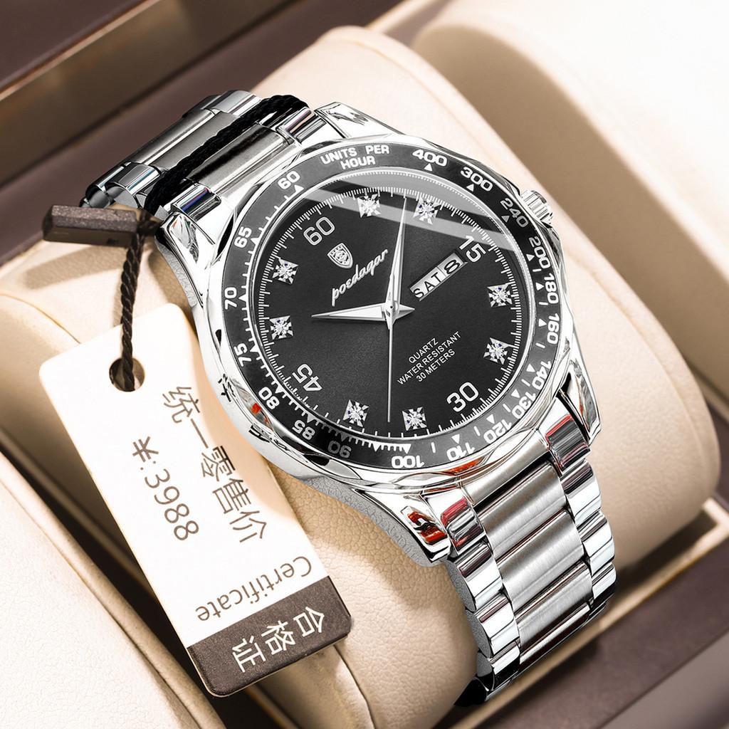 Swiss Mens Quartz Watch With Luminous Dial Water Resistant For Casual Wear