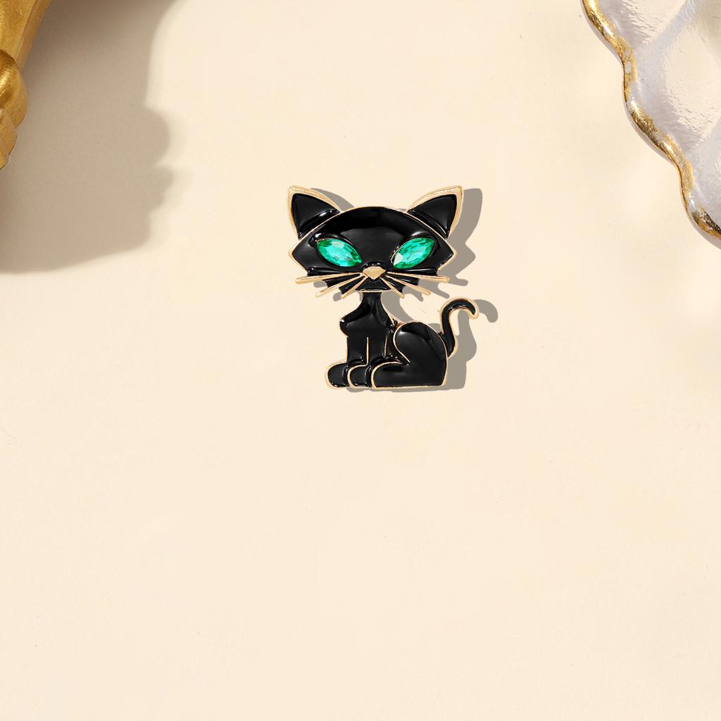 Green-eyed Cat Brooch Brooch Universal Animal Metal Badge Trendy Clothes Bag Scarf Accessories Brooches Pin