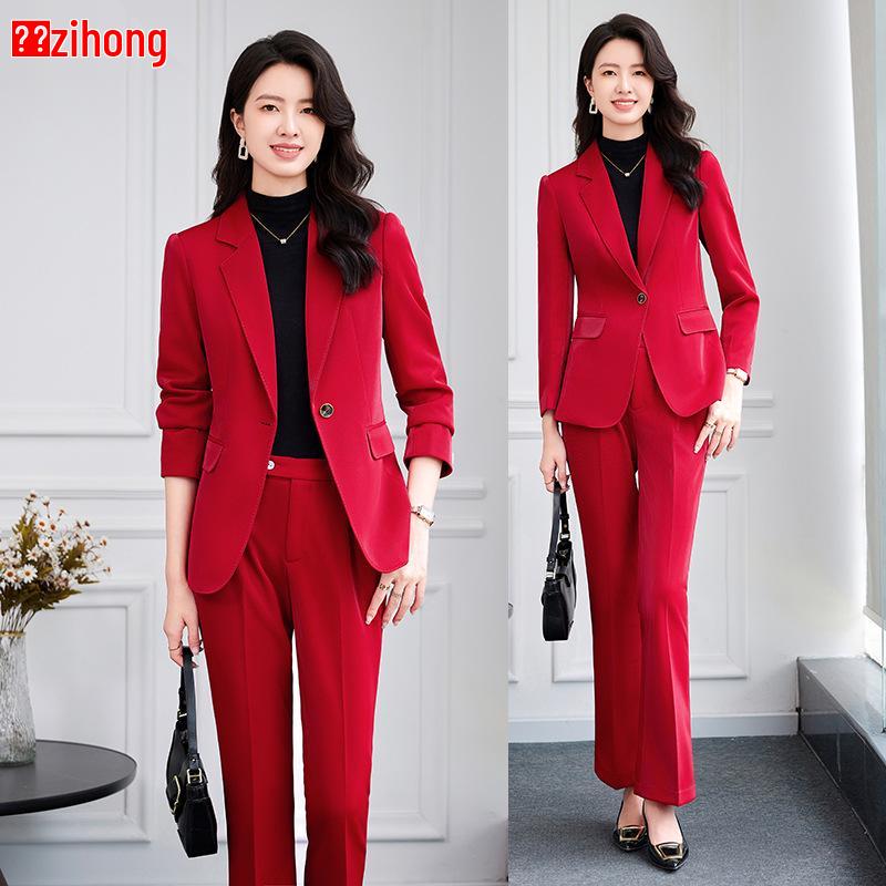 

Zihong Red High-End Autumn/Winter Professional Commuter Suit 3XL