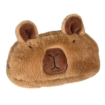 Cute Plush Capybara Pencil Storage Bag Cartoon Animal Pen Case Multifunction Large Capacity Stationery Pouch
