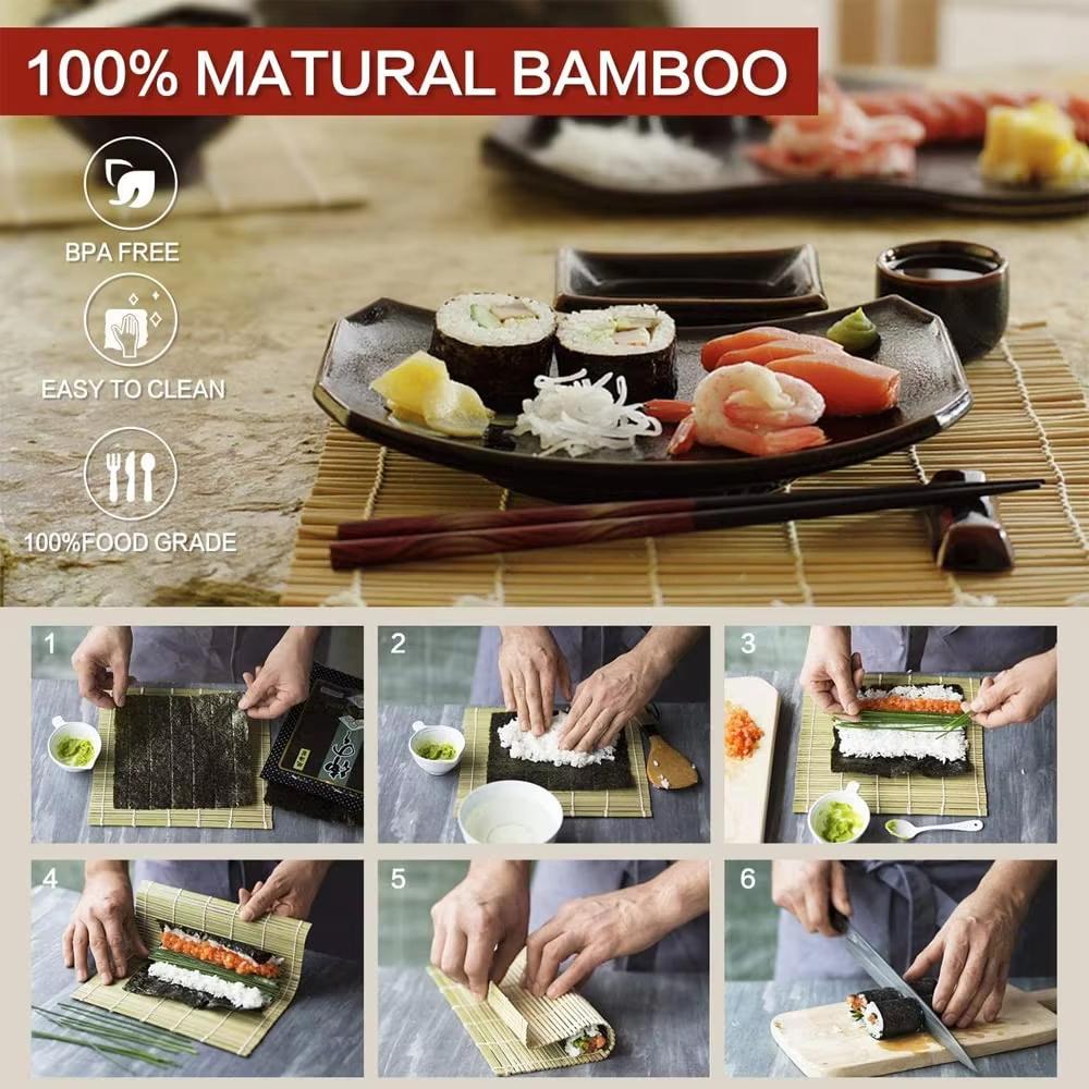 Sushi Making Set Japanese Sushi Tools All-In-One Roller Set With Bamboo Rolling Mat Diy Rice Ball Tool Gift For Sushi Lovers