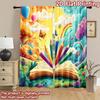 2D flat printing 2pcs Curtain Colorful book pencils sun butterflies Digital Printed Polyester Drapes Festive Wall Decor Perfect