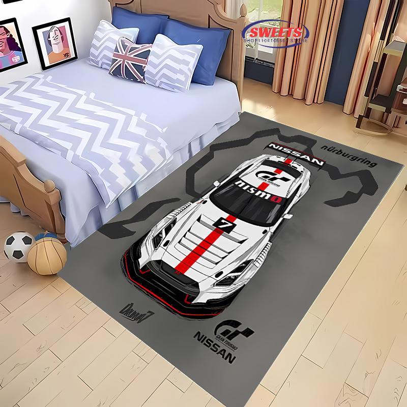 Retro GTR Racing Car Carpet, Living Room and Bedroom Household Items, Children's Room Sofa Mat,Doormat Floor Anti-slip Rug Gift