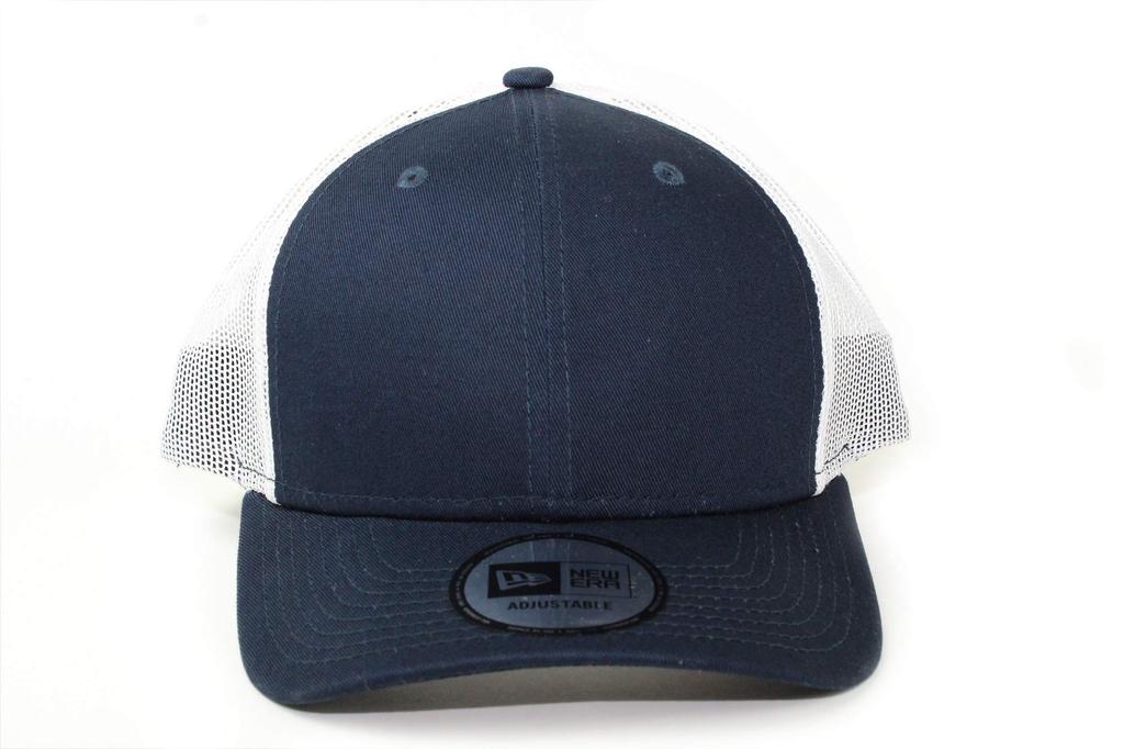 New Era Trucker Cap Low Profile Snapback In Deep Navy/White