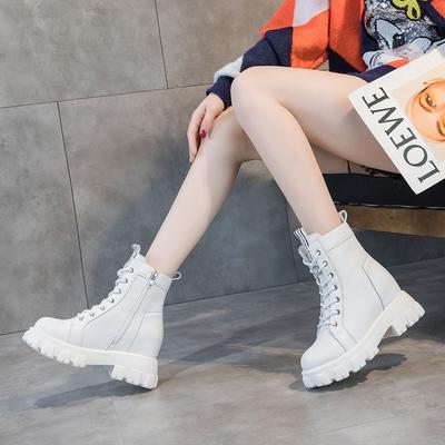 Autumn New Leather Martin Boots for Women, Thick-soled Inner Height Increase Casual Side Zipper Small Size Women's Boots