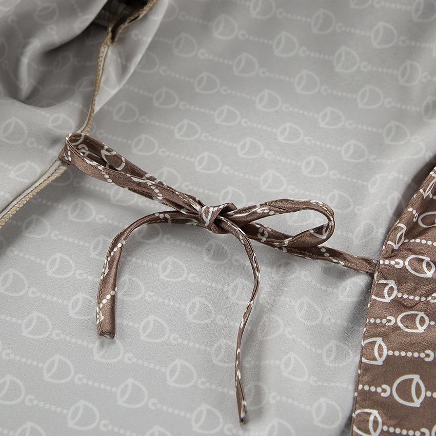 Autumn European Style Satin Print Pajamas Set Women's Loose Homewear Cardigan Robe Long Pants Cool Feel Nightwear For Casual Outing