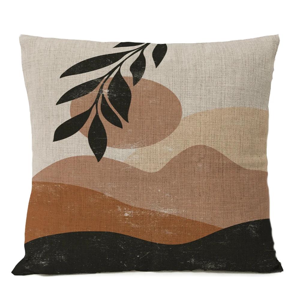 Boho Bohemia Geometric Floral Pillow Cover Leaves Cushion Sun Moon Throw Linen Pillowcase Home Decorative Decor Sofa Cushions