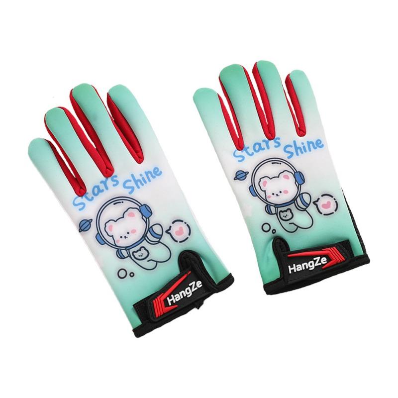 Barnhandskar höst och vinter pojkar och flickor studenter vindtäta tecknade sammet varma utomhus ridning köldtåliga förtjockade handskar