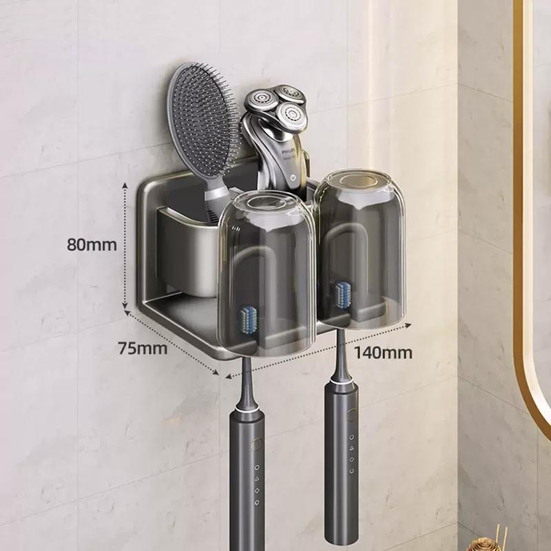

VGX Wall-mounted Toothbrush Holder Shelf Electric Toothbrush Rack Set Mouthwash Gargle Tooth Cup Punch-free Bathroom Accessories