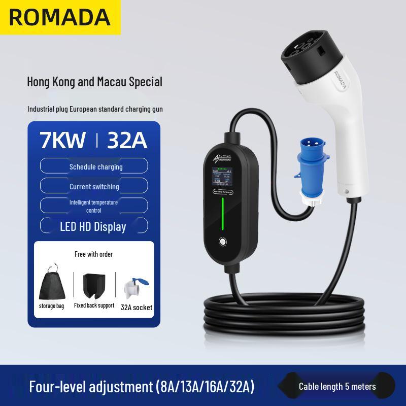 

7 кВт Портативное зарядное устройство для электромобилей Тип 2 Европейский стандарт для дома
