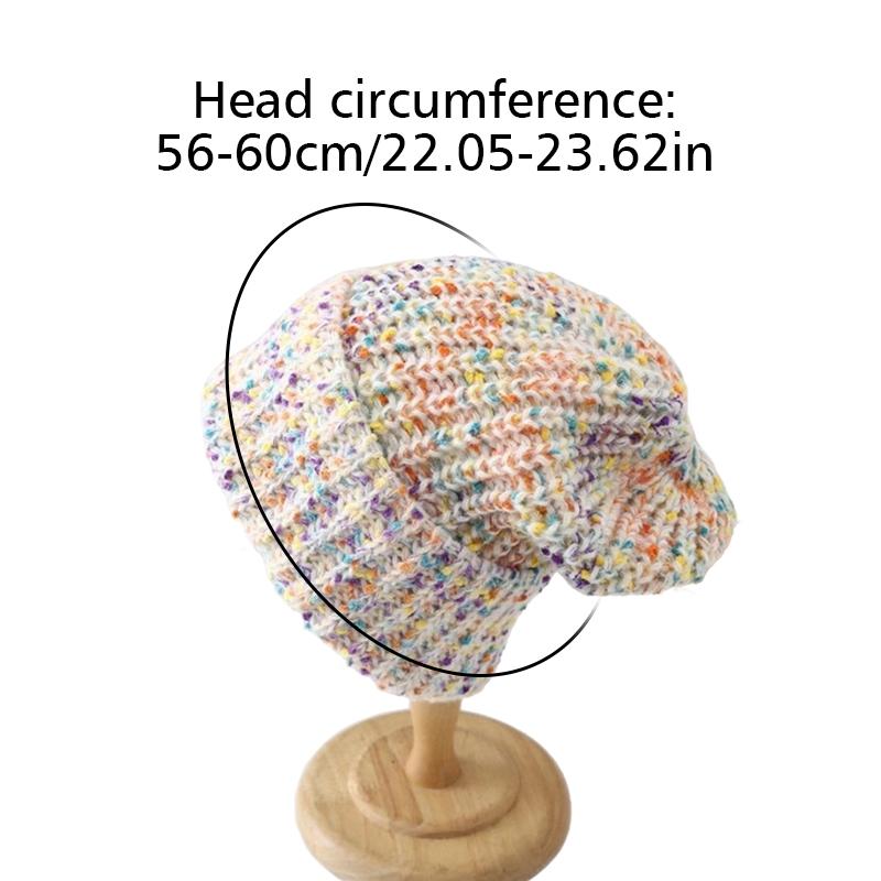 55-59cm Strickmütze Hoher Stretch Beanie Niedlich Einheitsgröße Verspielt Dickes Garn Wärme Handgefertigt Häkeln Mode Mehrfarbig