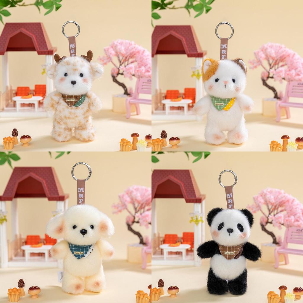 Cute Rabbit Panda And Monkey Plush Keychain With Pp Cotton For Bag Decoration