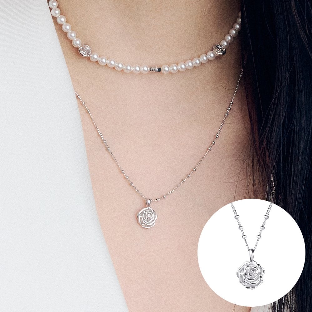 [Rosemont] Silver Necklace Pure Rose Ra25A03K