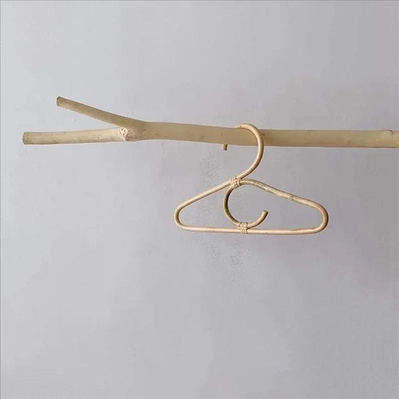 Natural Rattan Children’s Garments Organizer Rack 1pc Kid Clothes Hanger Clothing Storage Tool Kid Room Wardrobe Decor Accessory