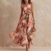 Europe, America 2026 New Fashionable and Elegant Printed Dress, Sexy One-shoulder Waist Elegant Beach Dress