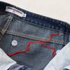 Men's Lightning Embroidery Denim Shorts, Dark Hip Hop Street Loose Knee Length Shorts With Graffiti Letter