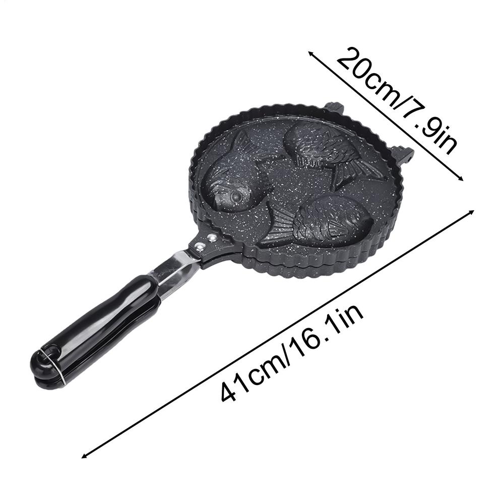 Taiyaki Pan Non-Stick Aluminum with Long Handle Taiyaki Fish-Shaped Cake Pan for Catering Truck Home Gathering Beginners
