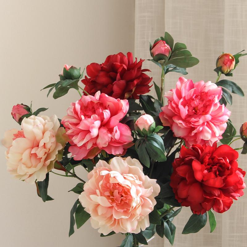 Artificial Peony Silk Flower Arrangement for Living Room and Dining Table Decor