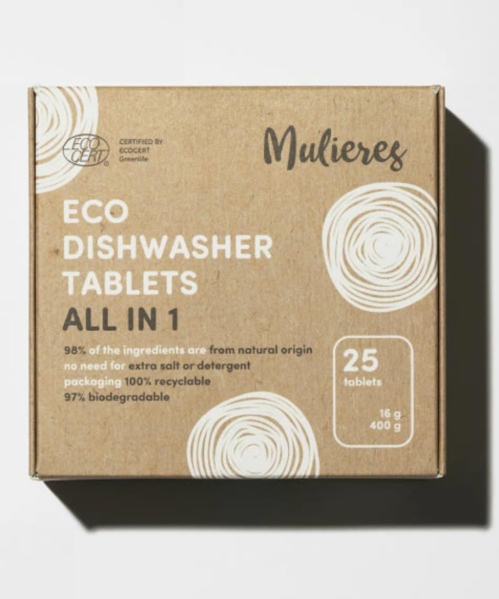 

Tretes Органическое средство для посудомоечной машины Murieles Натуральное Ecocert 400 г x 25 таблеток, Все-в-одном, Состав, Гипоаллергенное, Сертифицированное, (таблетки 16 г)