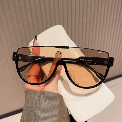 New Futuristic Technology Half-frame Glasses Fashion Metal Texture Wear Ladies Sunglasses Fashion Catwalk Skiing Mens Sunglasses.