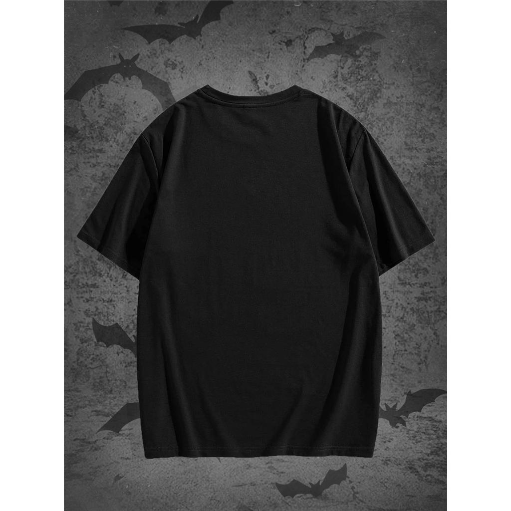 Dark Fantasy Map Print Short Sleeve T-Shirt for Men Fabric Casual Tee with Crew Neck Breathable, Slight Stretch Material for Summer Style