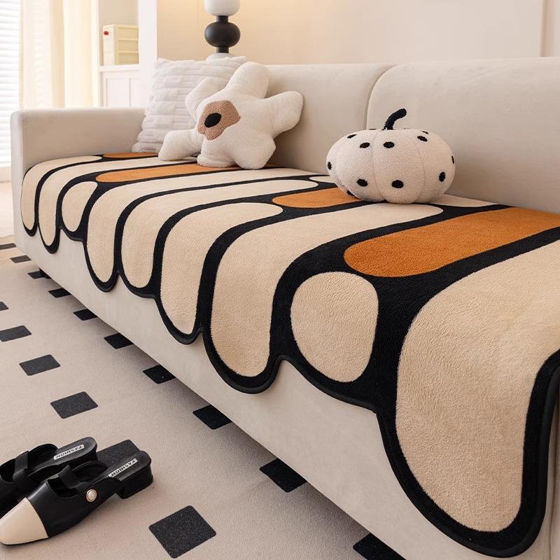 Plush Irregular Special-Shaped Sofa Cushion Autumn And Winter Advanced Feeling New Straight-Breasted Leather Special Sofa Cover Cover Cloth