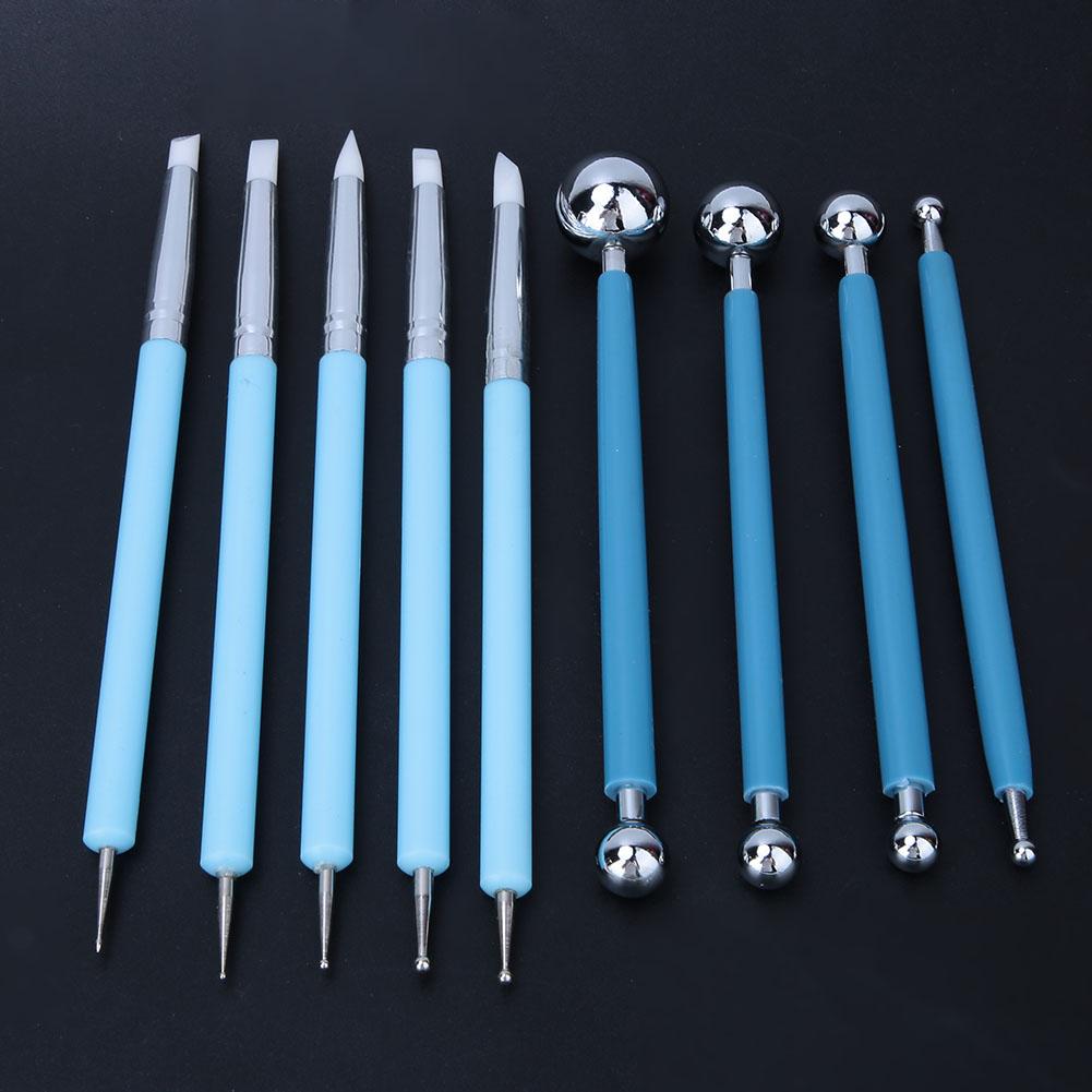 9Pcs Acrylic Silicone Craving Pen Aluminum Tube Handle Pottery Clay Sculpture Tool #1