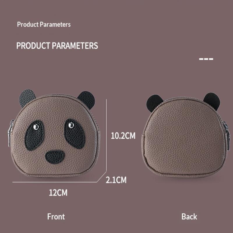Creative Double Layer Coin Purse Panda Shape Multifunctional Key Bag Zipper Portable Small Handbag