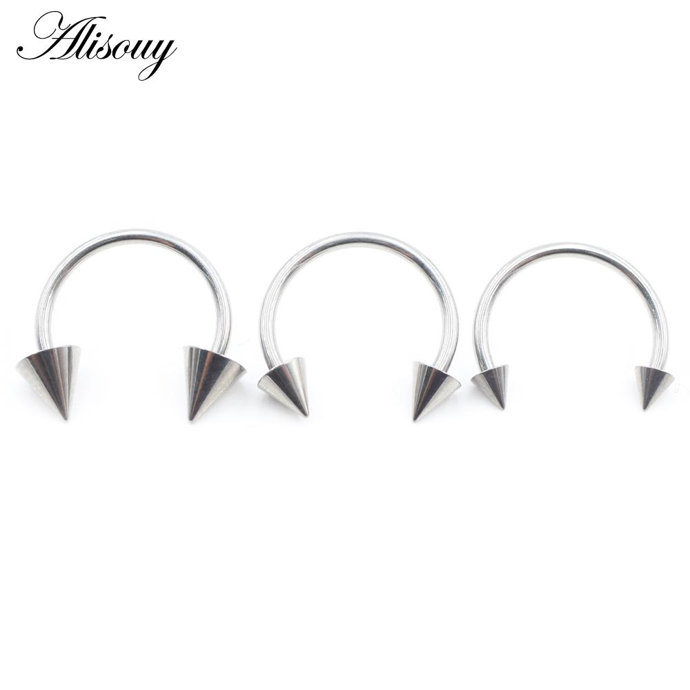 Alisouy 1PC Titanium Cone Internally Threaded Horseshoe Nose Ring Tragus Septum Helix Cartilage Earring Body Piercing Jewelry