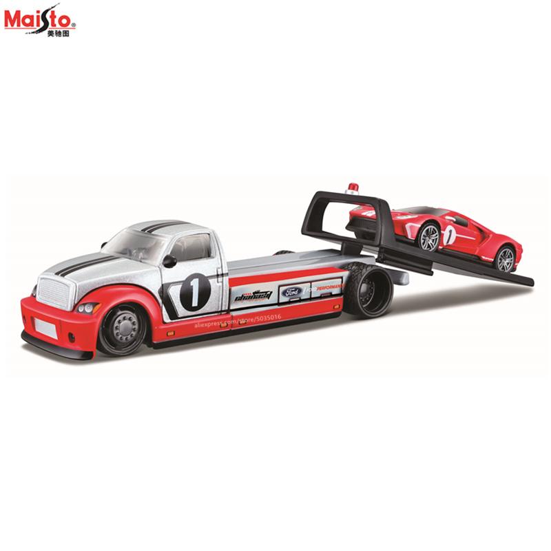AAAOO1 Maisto 1:64 FLATBED/1988 BMW M3 E30 1965 FORD MUSTANG elite transport Die-casting car model collection gift toy
