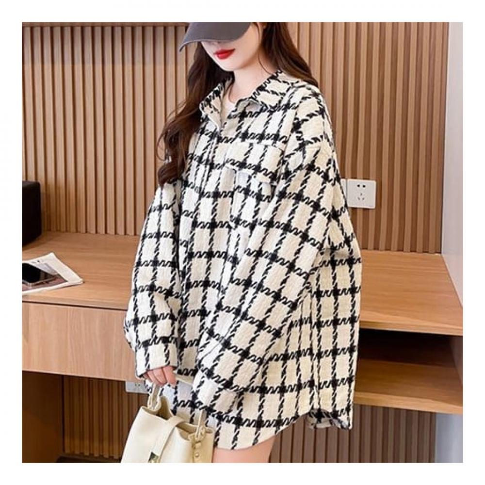 Navava Women Vintage Outer Check Long Sleeve Shirt Nb2309