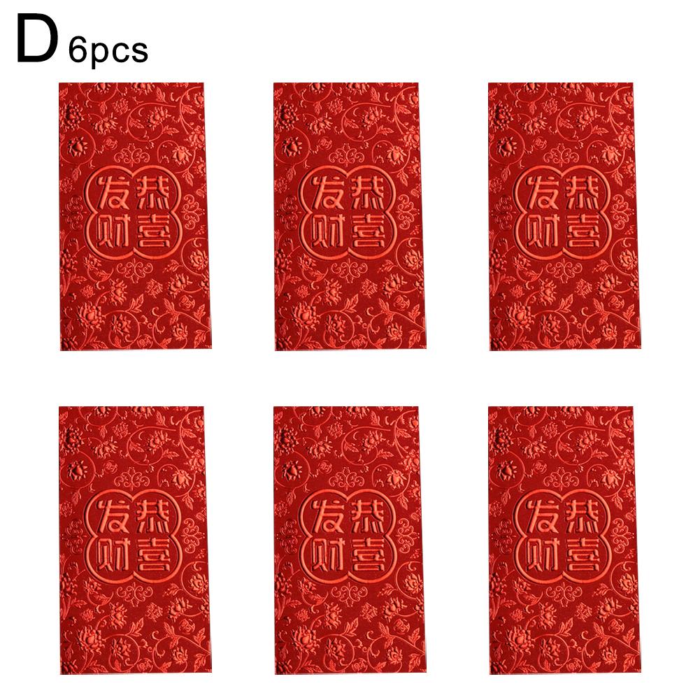 6Pcs Red Envelope New Year Red Pocket Chinese New Year Red Envelopes Red Bag Spring Festival Marriage Birthday Red Envelopes