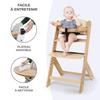 Chaise d'alimentation Kinderkraft ENOCK, 3 en 1, bois naturel, dossier évolutif et profilé, réglable, gris