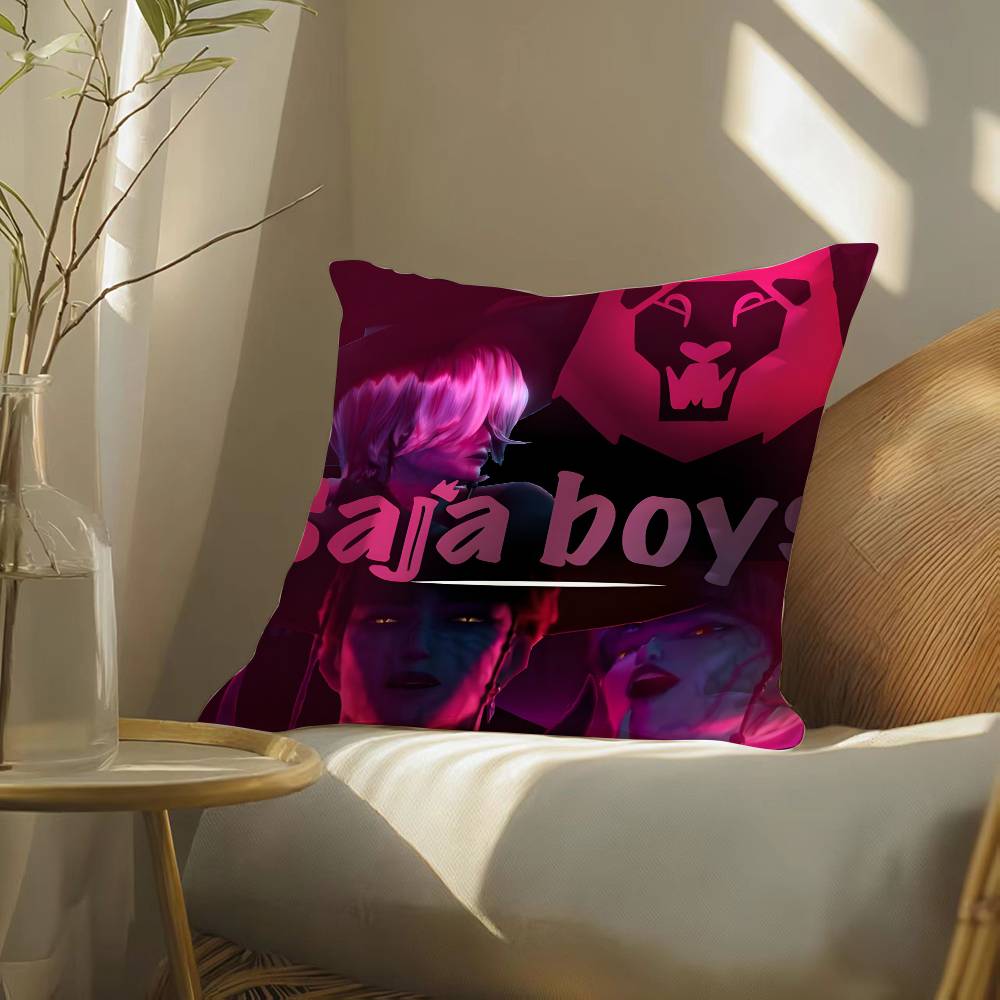 K-Pop Demon Hunters-H Saja Boys-S  Anime Movie Pillow Case Silky Elegant Comfort Sofa Bed  Invisible Zipper Beach Pillowcase