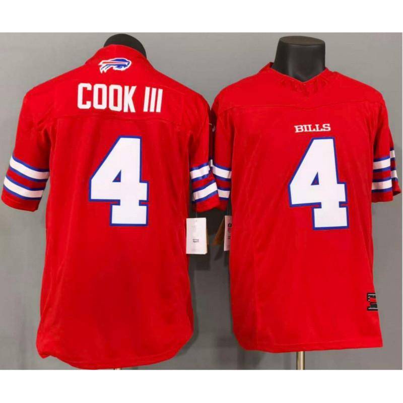 Buffalo Bills 4 Cook III Red NFL Football Jersey Mens Embroidered Team Uniform