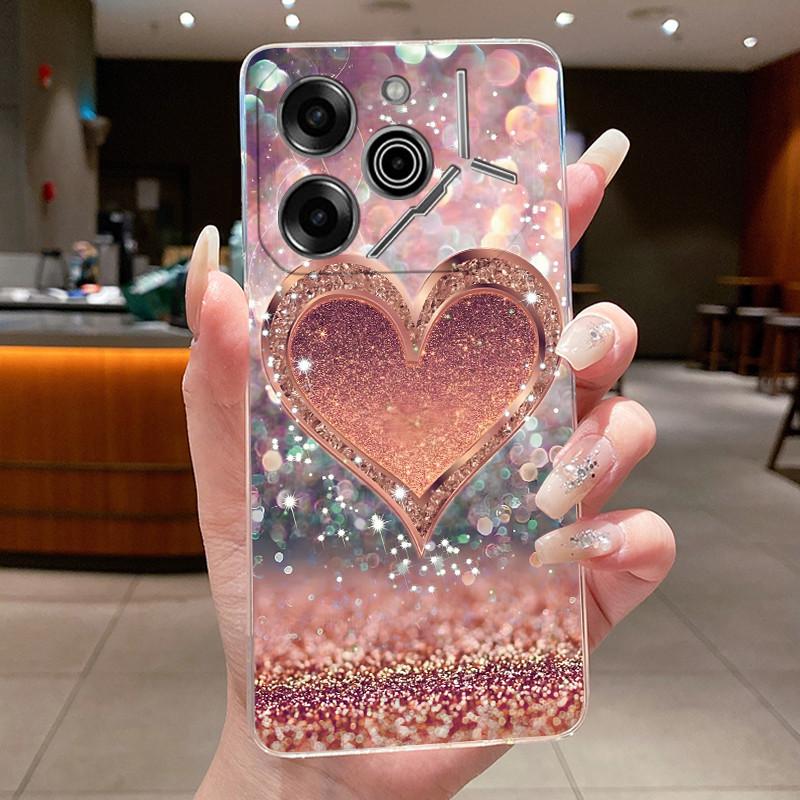 Phone Case For Tecno Pova 6 Pro 5G LI9 Case Tecno Pova 6 5G LI7 Back Cover Luxury Butterfly Flowers Transparent Soft TPU Casing