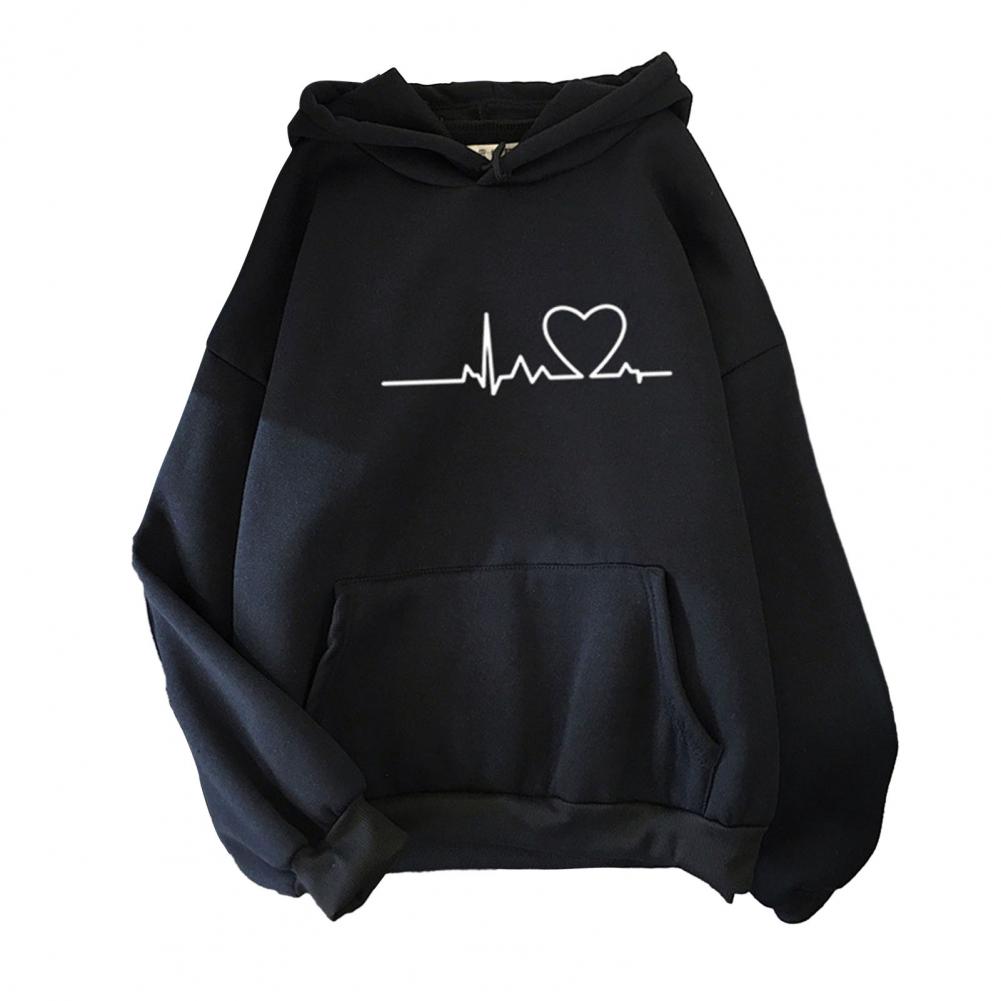 Felpa Unisex Autunno Inverno per Coppia Manica Lunga Stampa Vestibilità Rilassata Polsini Elasticizzati Tasca Grande Con Cappuccio Coulisse Morbida Calda Pullover Quotidiano con Cappuccio