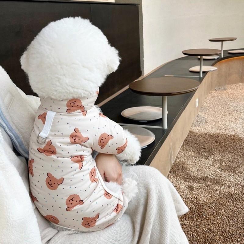 Winter Jumpsuit Dog Warm Jacket Dog Clothes Puppy Print Dog Coat Chihuahua French Bulldog Bichon Four Legs Pet Clothing Apparels