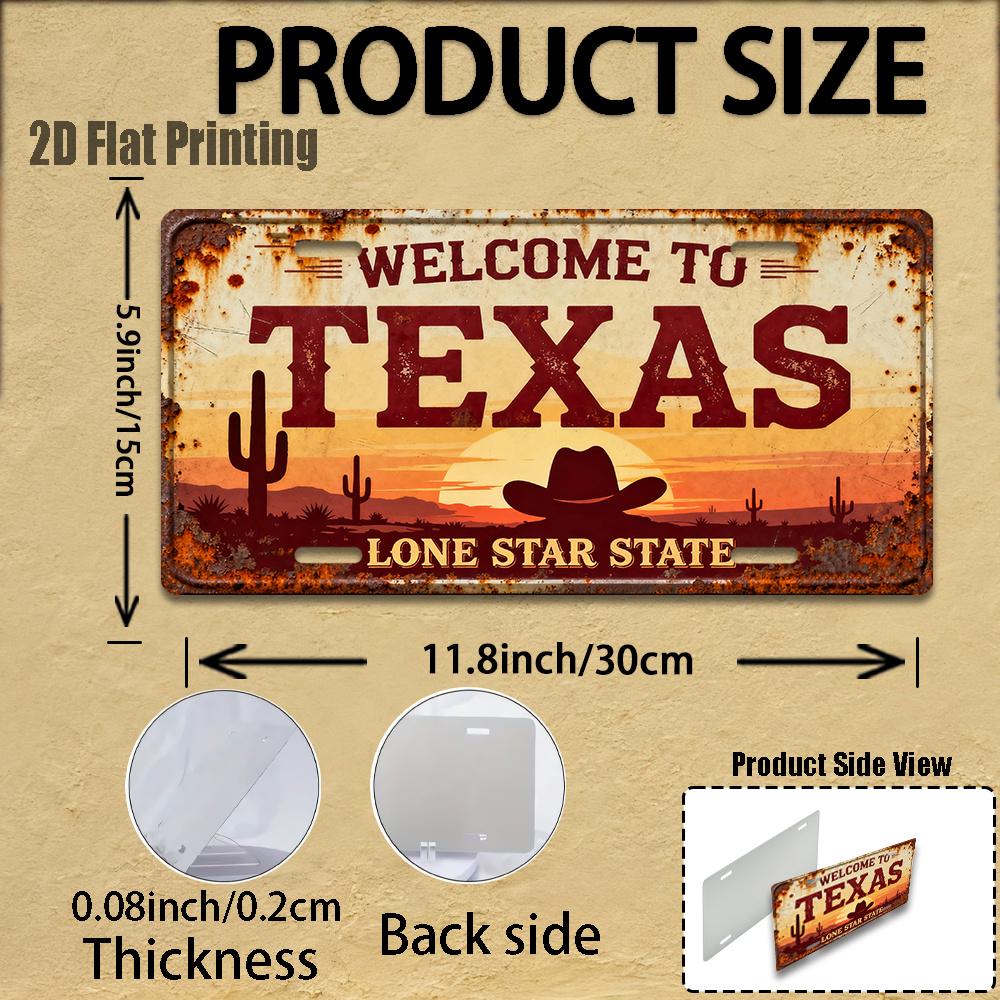 2D Flat Printing, Vintage Sign, Only for decoration, Yard Signs & Wall Art, Texas Sign, American Western Cowboy Style Decor