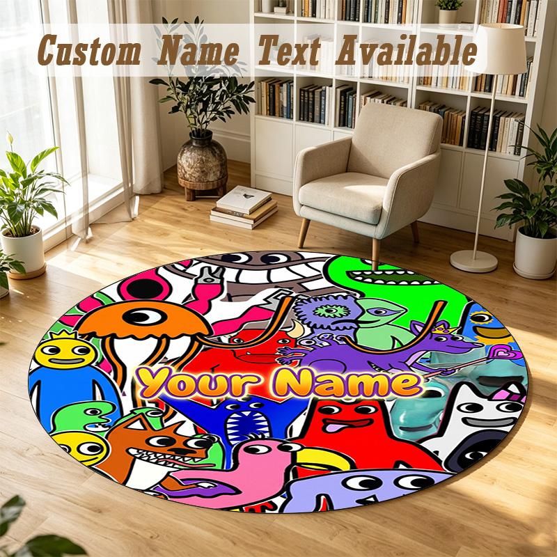 Round Rug Custom NameGarten of Banban Pattern Non Slip Carpet Home Floor Decor