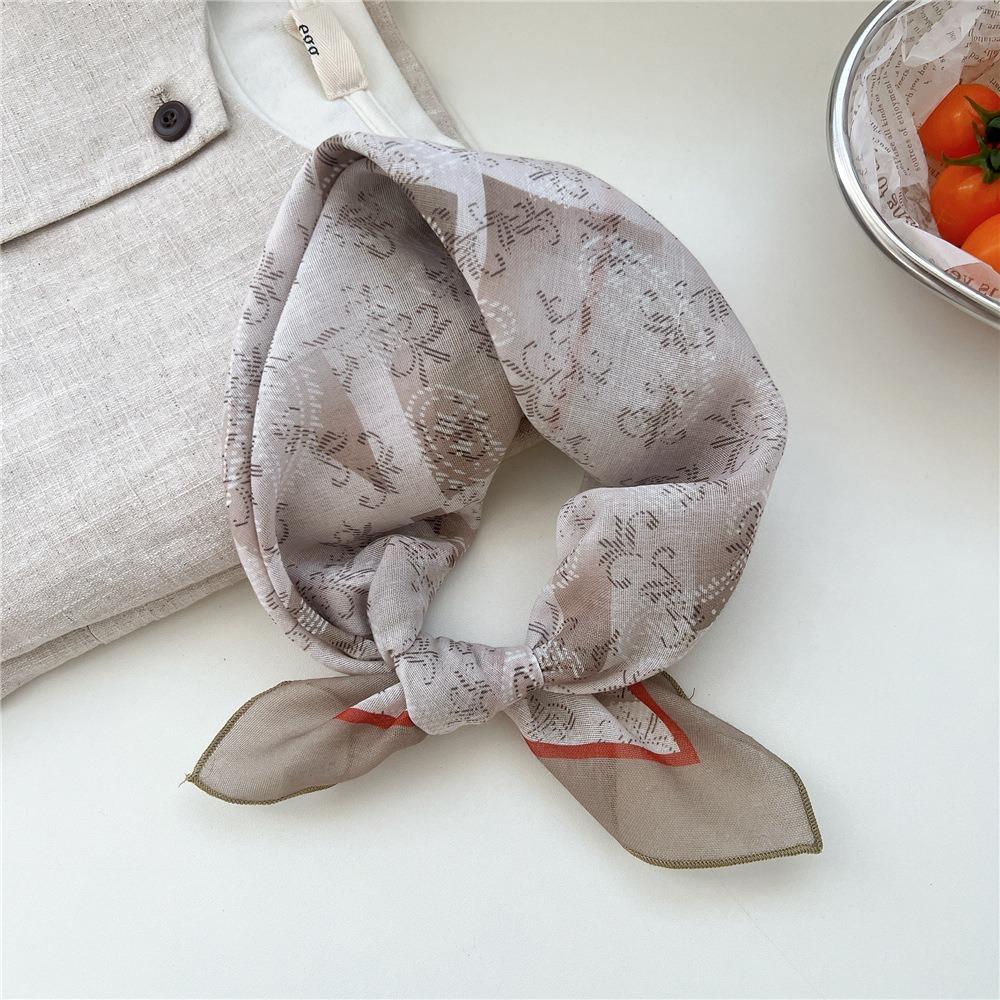 Cashew Small Square Scarf Floral Square Handkerchief Simple Printed Silk Scarf  Vacation