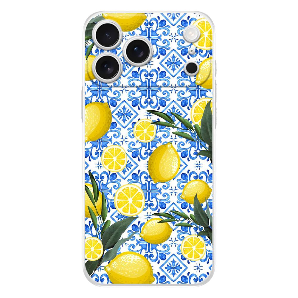 Soft Clear TPU Phone Case For iPhone 17 Air 16E 16 11 15 14 Pro MAX 12 13 7 8 Plus SE Easter Cover Summer Fruits Lemon Print