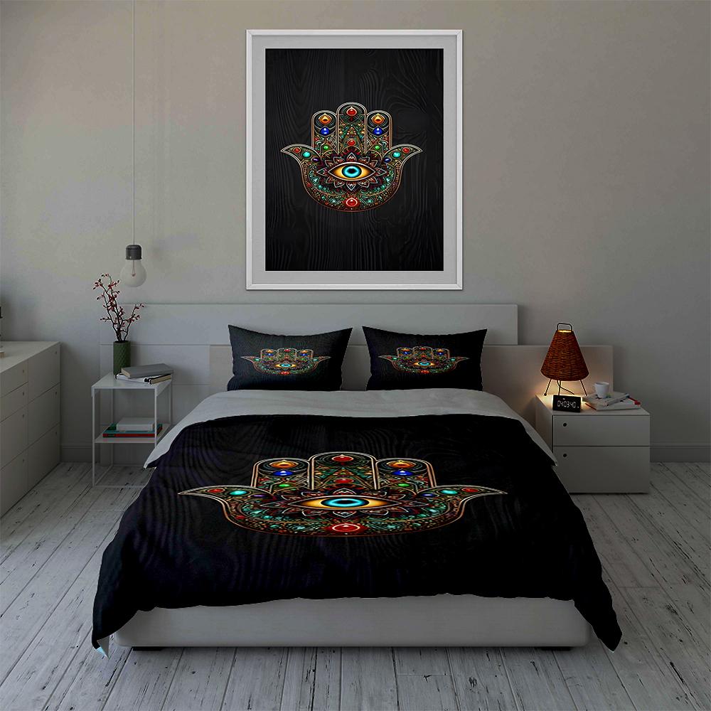 Mandala Hand Motif. Bedding Duvet Cover Sets Duvet Covers Pillowcases Gifts (1 * Duvet Cover 2 * Pillowcases, Without Duvet Insert)