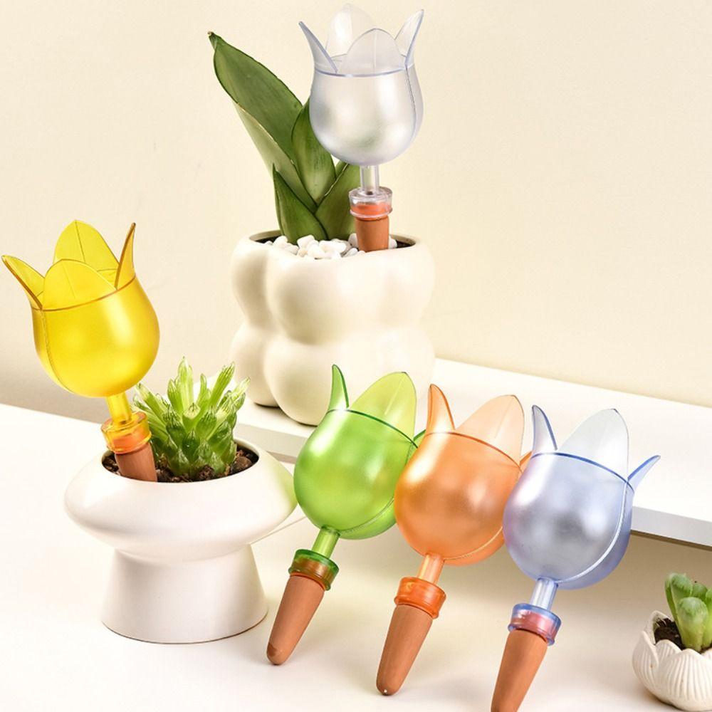Clear Plant Automatic Watering System Balls Tulip Shape Self Watering Globes Plant Waterer