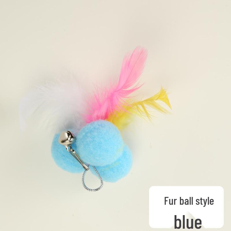 Plush Caterpillar Cat Teaser Stick with Bell & Replaceable Heads