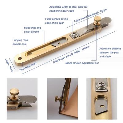 Brass Intermediate Knife, Leather Positioning Knife, Trimming Knife, Leather Strip Cutting Knife, DIY Manual Cutting Knife