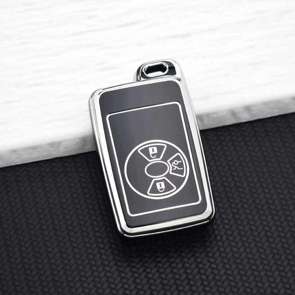

Soft Silvery TPU Key Case Cover for Toyota Camry Corolla Avalon Yaris Remote 3 Button Key Holder Protector Key Chain Accessories