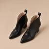 Fashion 2025Vintage Solid Color Pointed Toe Chelsea Boots for Autumn Pu Leather Low Heels Cowboy Boots Woman Short BotasPlus Size