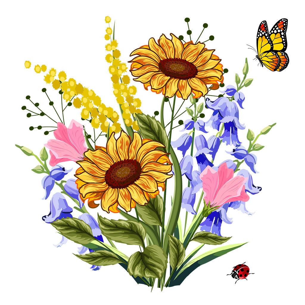 Sunflower Floral Wall Sticker Removable Living Room Bedroom Home Decor Art